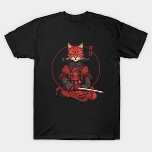 Samurai Cat Tattoo, Kawaii Ninja Cat T-Shirt